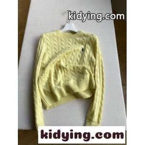 ケーブル編み クルーネック 定番 人気 ラルフローレン セーター 偽物 ロゴ刺繍 イエローkid26vG11XD