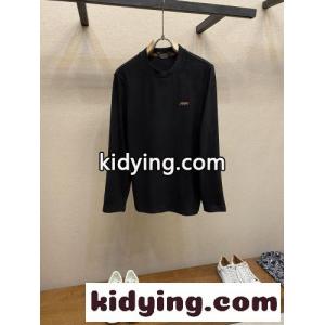 シンプル 上品 ロゴ 長袖Tシャツ エルメネジルド・ゼニア Tシャツ 偽物 ブラックkid26CCSn0r