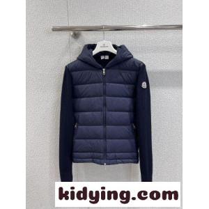 洗練された 上品 ニット切り替え ブルゾン モンクレール コピー ダウンジャケット 偽物 ネイビーkid26DG5LLD