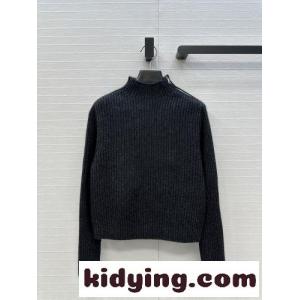 シンプル 上品 ハイネック リブ編みニットトップス エルメス コピー セーター コピー ブラックkid26KPzOTb