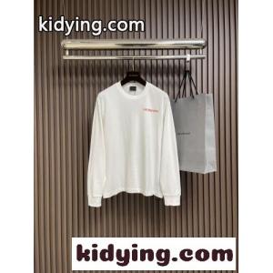 ベーシック ロゴプリント 長袖Tシャツ バレンシアガ ブランド コピー Tシャツ 偽物 コットン ホワイトkid26ySLLTj