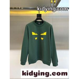 カジュアル コットン スウェットシャツ フェンディ コピーブランド Tシャツ 偽物 クルーネック グリーンkid265559nu