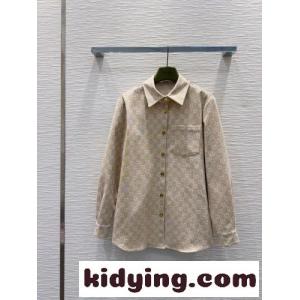 GGジャカード ロングスリーブシャツ グッチ ブランド コピー シャツ 偽物 トップス ベージュkid26r89bGj