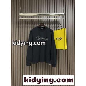 シンプル ラインストーンロゴ 長袖Tシャツ バレンシアガ コピー Tシャツ 偽物 ブラックkid26O1LDiu