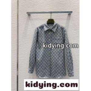 GGジャカード ロングスリーブシャツ グッチ スーパーコピー シャツ 偽物 トップス グレーkid26DGTT1j