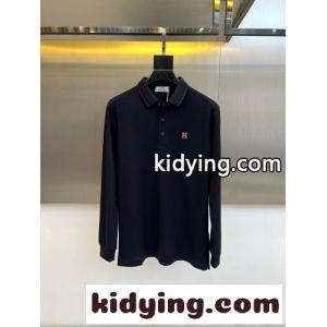 洗練された コットン 長袖 ポロシャツ エルメス コピー Tシャツ 偽物 ネイビーkid26zyW9ja