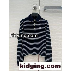 ボーダー柄 コットン 長袖ポロシャツ セリーヌ コピー Tシャツ 偽物 ブラックkid26OLHDim