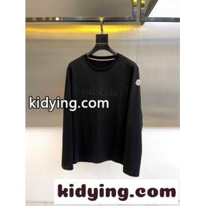 シンプル クルーネック 長袖Tシャツ モンクレール コピー Tシャツ 偽物 ブラックkid26XvSHLv