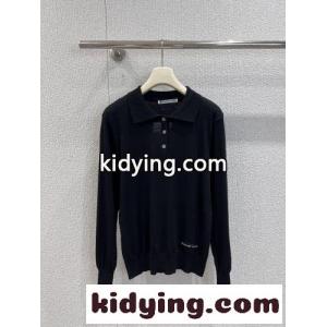 洗練された ウール＆カシミヤ ニットポロ アレキサンダーワング ニット 偽物 ブラックkid26iODyqi