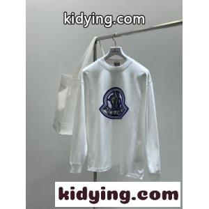カジュアル ロゴ入り クルーネック 長袖Tシャツ モンクレール コピー Tシャツ 偽物 ホワイトkid26Kjuqei