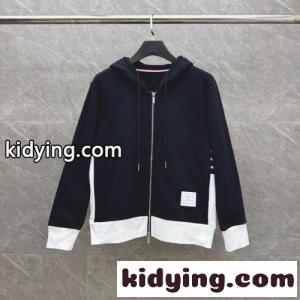 カジュアル コットン ジップアップパーカー トムブラウン コピー パーカー 偽物 ネイビーkid26W1jO1D