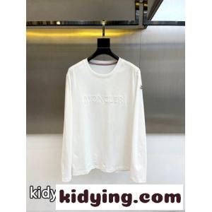 シンプル クルーネック 長袖Tシャツ モンクレール コピー Tシャツ 偽物 ホワイトkid26HvyGXv