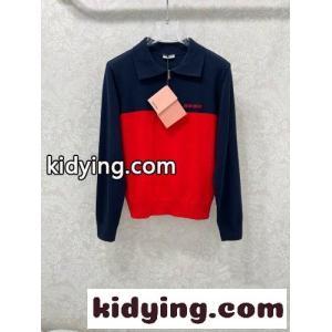 バイカラー ハーフジップ ニットポロ ミュウミュウ コピー ニット コピー トップスkid26rObuqy