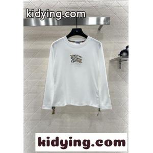 シンプル コットン ロゴ入り 長袖Tシャツ バーバリー コピーブランド Tシャツ コピー ホワイトkid26f0T5fe