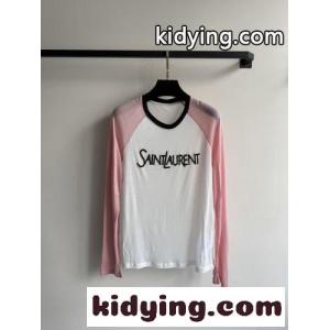 カジュアル 配色 ラグランスリーブ イヴ・サンローラン コピーブランド Tシャツ 偽物 長袖Tシャツkid26Diie4v