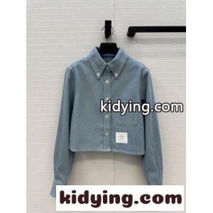 洗練された ショート丈 デニムシャツ トムブラウン ブランド コピー シャツ 偽物 レディースkid268HHH9j