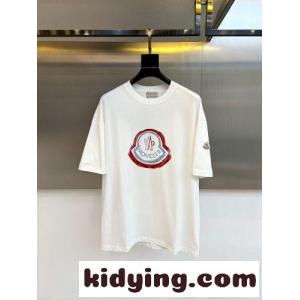 定番 ロゴ入り クルーネック 半袖Tシャツ モンクレール コピー Tシャツ 偽物 ホワイトkid26yCqeqi