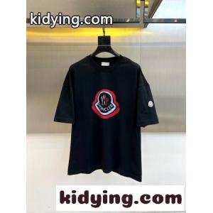 定番 ロゴ入り クルーネック 半袖Tシャツ モンクレール コピー Tシャツ 偽物 ブラックkid26C4zymy