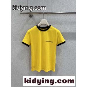 カジュアル ロゴプリント 半袖Tシャツ クロムハーツ ブランド コピー Tシャツ 偽物 コットン イエローkid264T5jaC