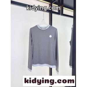 モンクレール コピー Tシャツ 偽物 洗練された お洒落 重ね着風 長袖Tシャツ グレーkid26iKLjeq