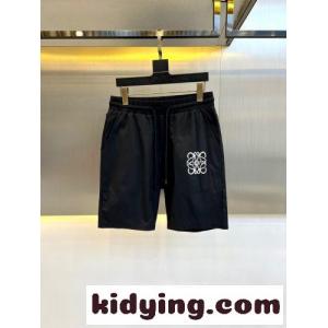 シンプル ロゴ入り ショートパンツ ロエベ ブランド コピー パンツ 偽物 メンズ ブラックkid26KPDKHD