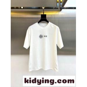 シンプル ロゴプリント コットン 半袖Tシャツ クリスチャン・ディオール コピー Tシャツ 偽物 ホワイトkid26amiW5f