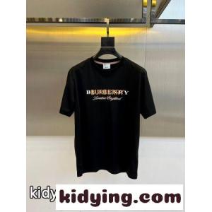 シンプル ロゴ入り 半袖Tシャツ バーバリー コピー Tシャツ 偽物 クルーネック ブラックkid26rmCSbq