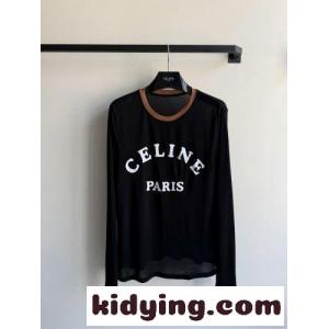 カジュアル ロゴ入り シアー 長袖Tシャツ 紫外線対策 セリーヌ コピーブランド Tシャツ コピー ブラックkid26nmyKby