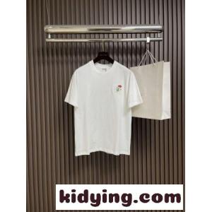 シンプル アナグラム刺繍 クルーネック ロエベ コピー Tシャツ 偽物 コットン ホワイトkid26v8ze4r