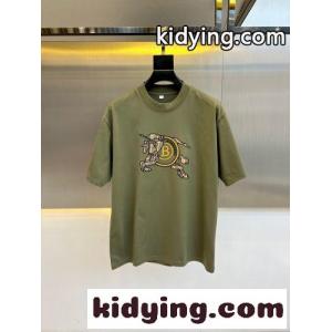 コットン ロゴ入り 半袖Tシャツ バーバリー コピー Tシャツ 偽物 クルーネック グリーンkid26KveeOb