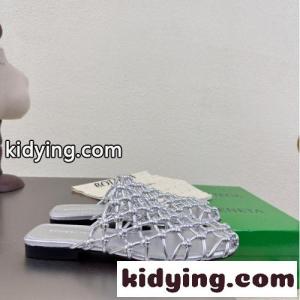 メッシュ編み レザー ミュール ボッテガ・ヴェネタ サンダル コピー シルバーkid26951vKn