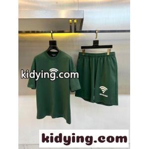 カジュアル 半袖Tシャツ＆ショートパンツ 上下セット バレンシアガ スーパーコピー セットアップ 偽物 グリーンkid26nuaGna