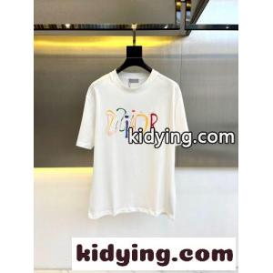 カジュアル ロゴ入り クルーネック 半袖Tシャツ クリスチャン・ディオール ブランド コピー Tシャツ 偽物 ホワイトkid26GPb0Lz