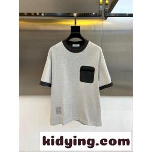 ロエベ コピー Tシャツ 偽物 お洒落 カジュアル コットン 半袖Tシャツ クルーネック グレーkid26LDuCCm