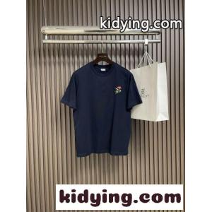 シンプル アナグラム刺繍 クルーネック ロエベ スーパーコピー Tシャツ 偽物 コットン ネイビーkid268j4bqm