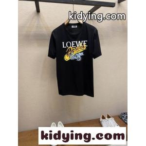 お洒落 クルーネック 半袖Tシャツ ロエベ コピー Tシャツ 偽物 コットン ブラックkid26yeOviq