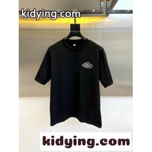 目を引く ロゴプリント バレンシアガ コピーブランド Tシャツ 偽物 クルーネック コットン ブラックkid26yu8XfC