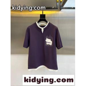 おしゃれ レイヤード風 半袖Tシャツ バーバリー コピーブランド Tシャツ 偽物 コットン パープルkid265D8b0v