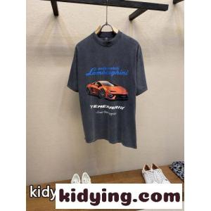 balenciaga コピー x Lamborghini プリント コットン Tシャツ スーパーコピー グレーkid26WfeqGf