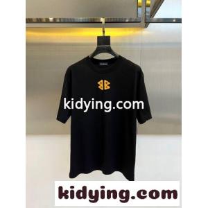 バレンシアガ コピー Tシャツ 偽物 ロゴプリント クルーネック 半袖Tシャツ ブラックkid269XDmam