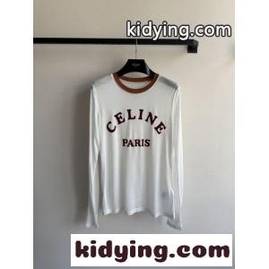 カジュアル ロゴ入り シアー 長袖Tシャツ 紫外線対策 セリーヌ ブランド コピー Tシャツ コピー ホワイトkid26iO9j4D