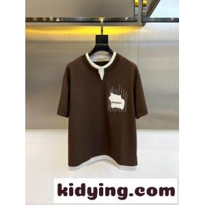 おしゃれ レイヤード風 半袖Tシャツ バーバリー ブランド コピー Tシャツ 偽物 コットン ブラウンkid2699zuyu