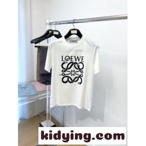 ロエベ コピーブランド Tシャツ 偽物 定番 ロゴ入り 半袖Tシャツ クルーネック ホワイトkid264reSvy