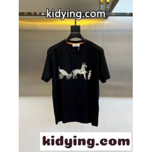 エルメス コピー Tシャツ 偽物 おしゃれ 合わせやすい クルーネック ブラックkid26mKfemm