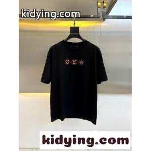 カジュアル ロゴ クルーネック ルイ・ヴィトン Tシャツ 偽物 半袖Tシャツ ブラックkid26myyq8n