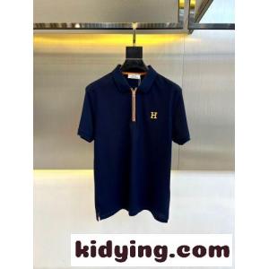 洗練された ハーフジップ ポロシャツ エルメス コピー Tシャツ 偽物 コットンピケ ネイビーkid26eCqCGb