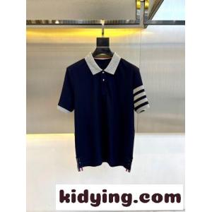 バイカラー コットン 半袖 ポロシャツ トムブラウン コピーブランド Tシャツ 偽物 ネイビーkid26aySbiy