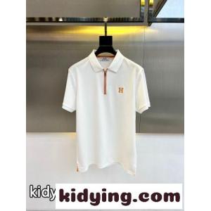 洗練された ハーフジップ ポロシャツ エルメス コピーブランド Tシャツ 偽物 コットンピケ ホワイトkid26XDymqm