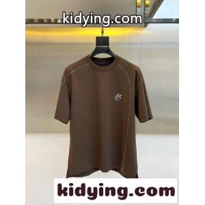カジュアル クルーネック 半袖Tシャツ ルイ・ヴィトン Tシャツ 偽物 コットン ブラウンkid26jWXvua