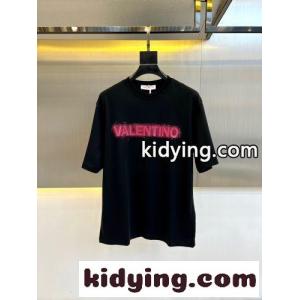シンプル ロゴ入り クルーネック ヴァレンティノ コピーブランド Tシャツ 偽物 ブラックkid26aaeOny